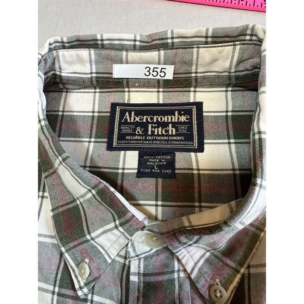 Abercrombie‎ & Fitch Muscle Shirt Mens L Plaid Button-Down Long Sleeve - Picture 10 of 10